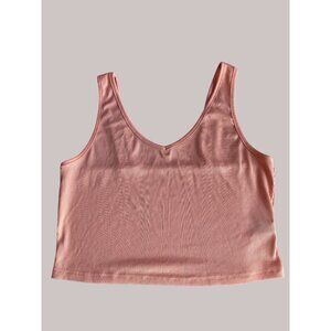 V Neck Ribbed Tank Top Peach by Shein Sz XL/12